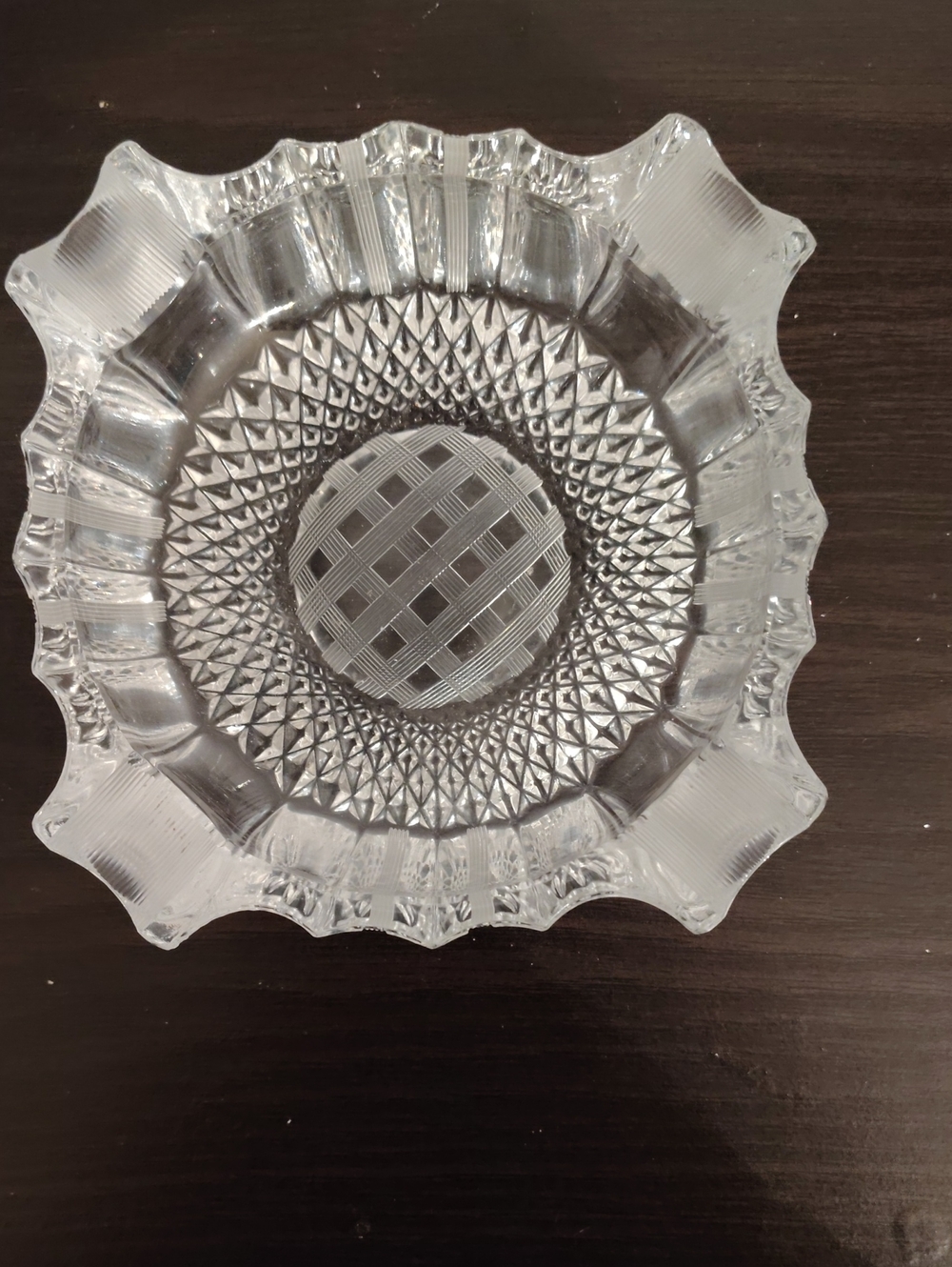 Clear Pressed Glass Decorative Serving Bowl - Brand Unknown